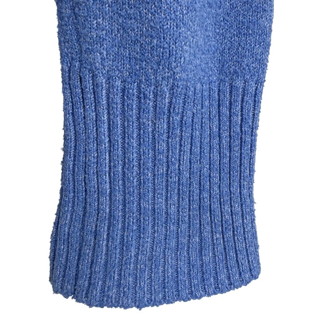 Tahari Blue Mock Neck Ribbed Sweater | Coastal Grandmother Quiet Luxury Preppy S - Picture 6 of 16